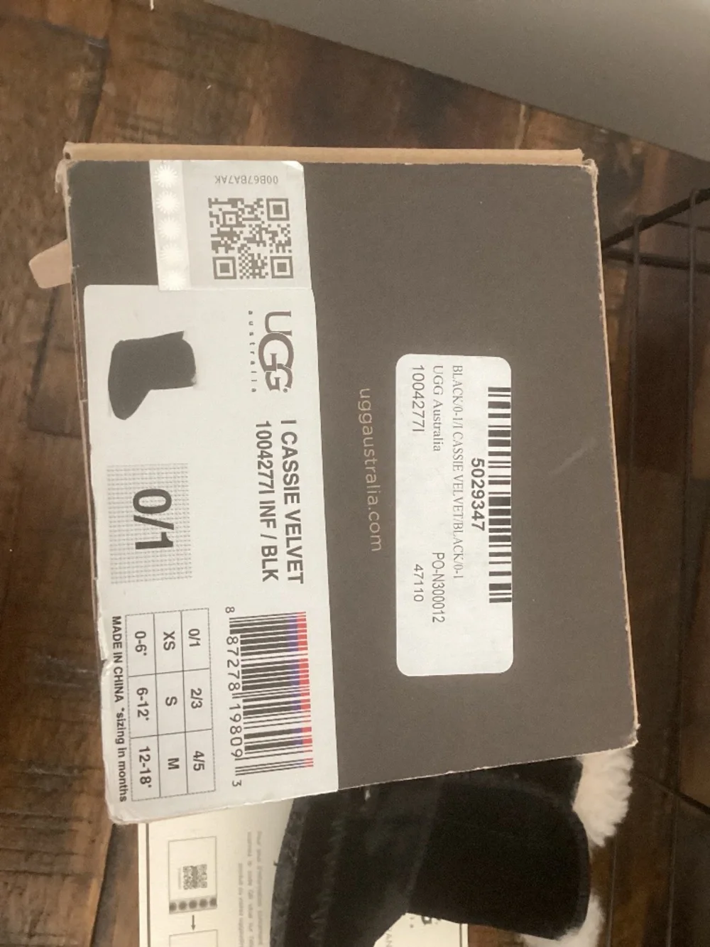 NIB UGG Infant Jesse Booties Black Suede Sheepskin Size 0/1 Unused Box & COA
